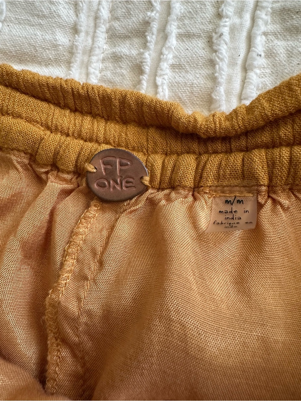 Free People Mustard Tiered Midi Skirt with Frayed Trim - Picture 3 of 4